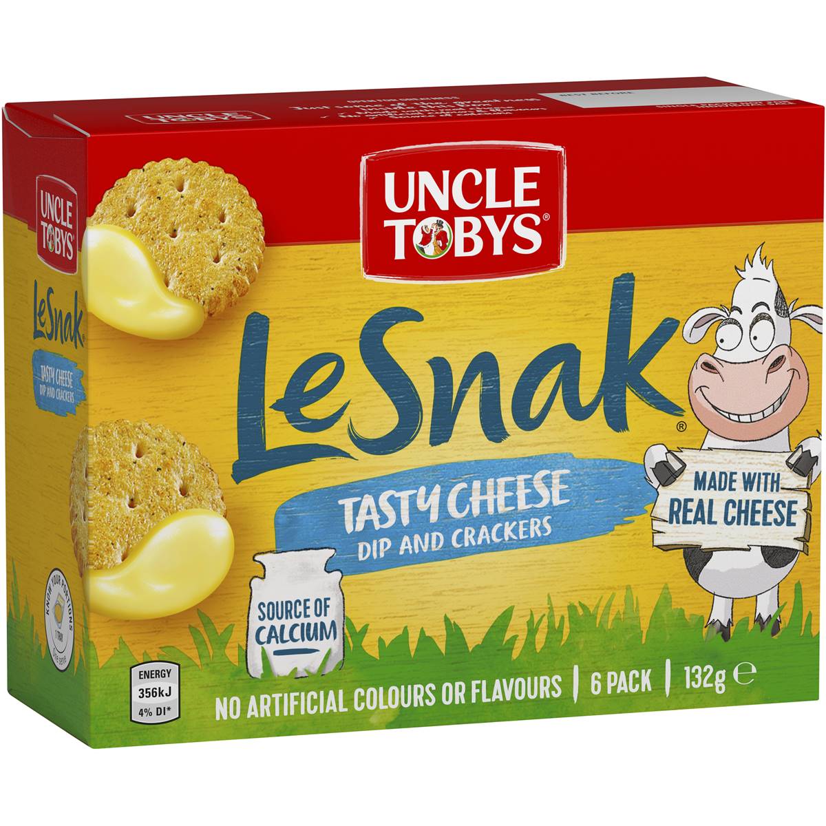 Uncle Tobys Le Snak Tasty Cheese Dip & Crackers 6pk