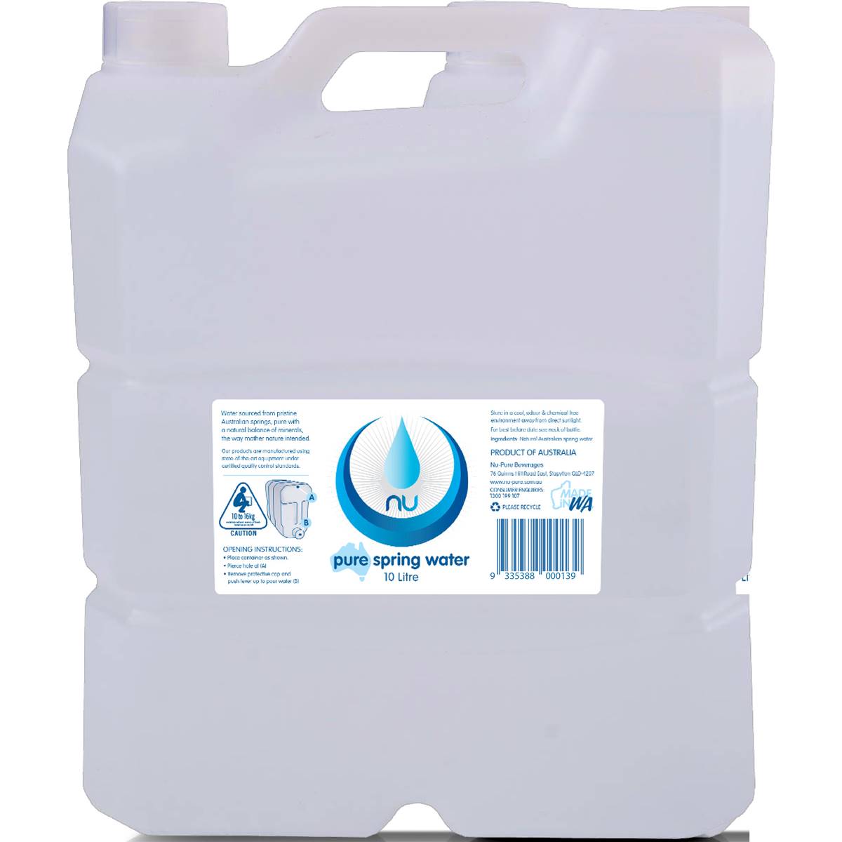 Nu Pure Spring Water 10L