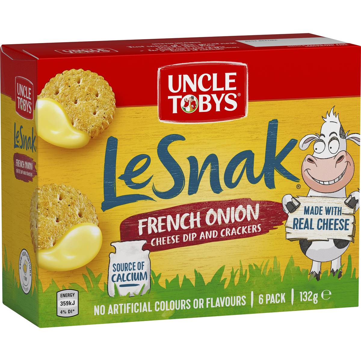 Uncle Tobys Le Snak Biscuit & Dip French Onion 6pk