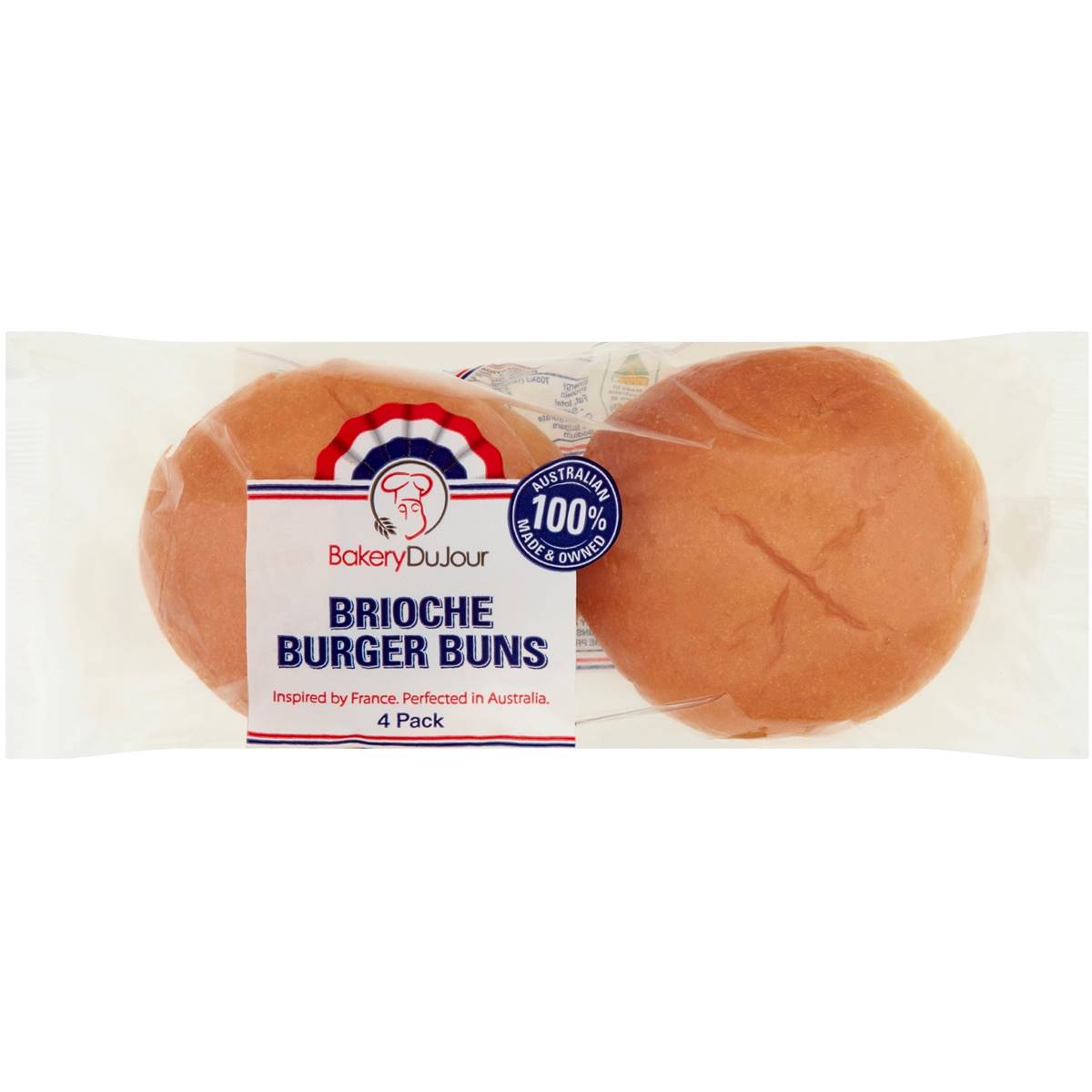 BakeryDuJour Brioche Burger Buns 4pk 200g