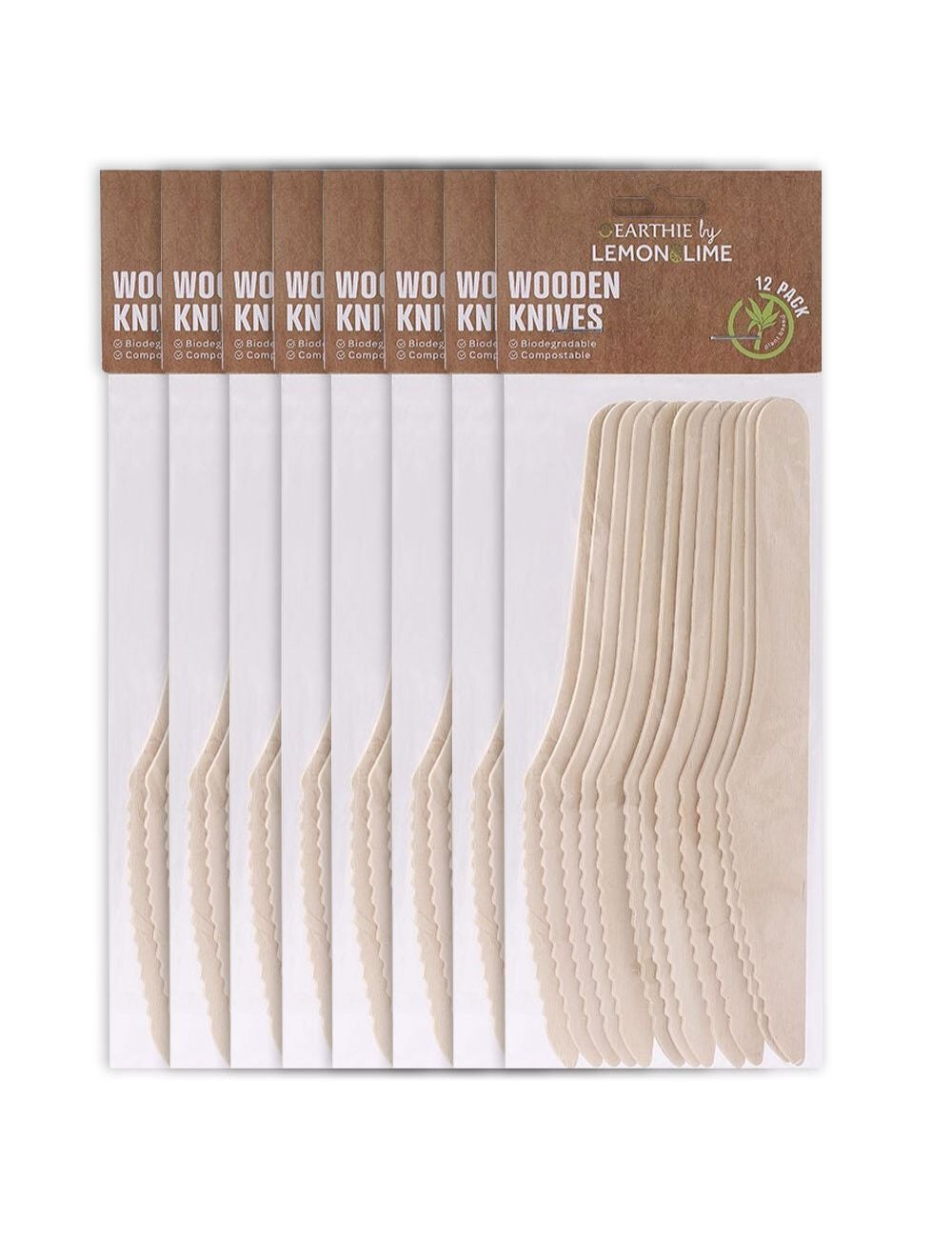 Lemon & Lime Eco Wooden Knives 16.5cm 12pk