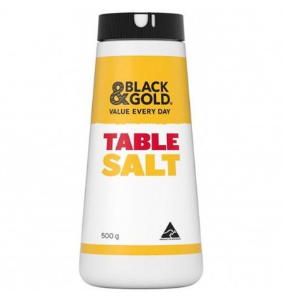 Black & Gold Table Salt Drum 500g