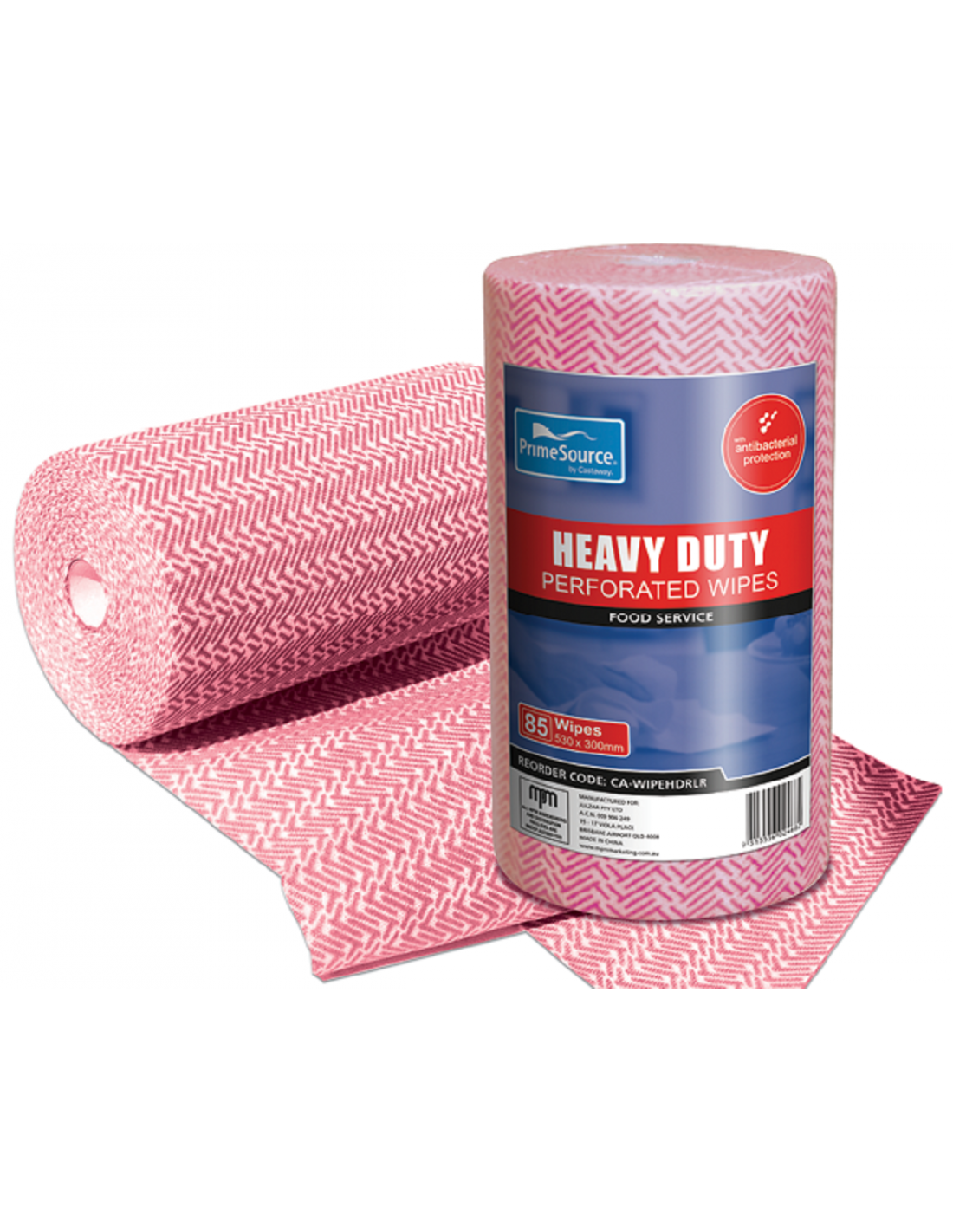 Cast Away Heavy Duty Perforated Red Wipes 45mx30cm Roll